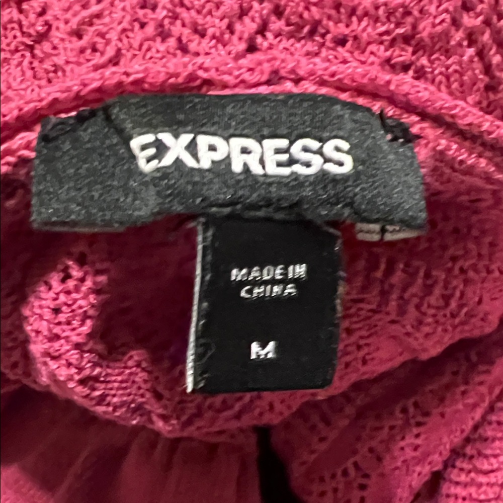 Express Pink Ruffled Knit Top - Picture 2 of 3